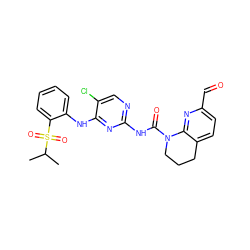 CC(C)S(=O)(=O)c1ccccc1Nc1nc(NC(=O)N2CCCc3ccc(C=O)nc32)ncc1Cl ZINC001772630454