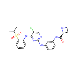 CC(C)S(=O)(=O)c1ccccc1Nc1nc(Nc2cccc(NC(=O)[C@@H]3CCN3)c2)ncc1Cl ZINC000299839567