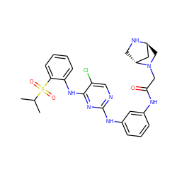 CC(C)S(=O)(=O)c1ccccc1Nc1nc(Nc2cccc(NC(=O)CN3C[C@H]4C[C@H]3CN4)c2)ncc1Cl ZINC000299840374