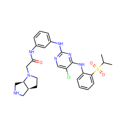 CC(C)S(=O)(=O)c1ccccc1Nc1nc(Nc2cccc(NC(=O)CN3CC[C@H]4CNC[C@H]43)c2)ncc1Cl ZINC000299829685