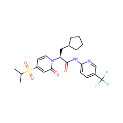 CC(C)S(=O)(=O)c1ccn([C@@H](CC2CCCC2)C(=O)Nc2ccc(C(F)(F)F)cn2)c(=O)c1 ZINC000071294402