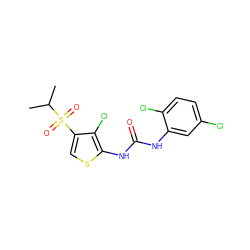 CC(C)S(=O)(=O)c1csc(NC(=O)Nc2cc(Cl)ccc2Cl)c1Cl ZINC000001037734