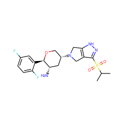 CC(C)S(=O)(=O)c1n[nH]c2c1CN([C@H]1CO[C@H](c3cc(F)ccc3F)[C@@H](N)C1)C2 ZINC000653760713