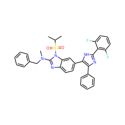 CC(C)S(=O)(=O)n1c(N(C)Cc2ccccc2)nc2ccc(-c3[nH]c(-c4c(F)cccc4F)nc3-c3ccccc3)cc21 ZINC000029131052