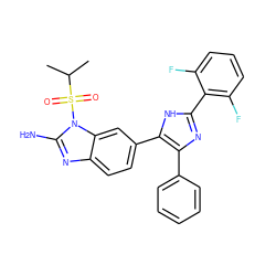 CC(C)S(=O)(=O)n1c(N)nc2ccc(-c3[nH]c(-c4c(F)cccc4F)nc3-c3ccccc3)cc21 ZINC000013641282