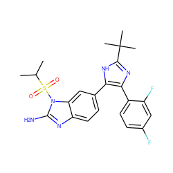 CC(C)S(=O)(=O)n1c(N)nc2ccc(-c3[nH]c(C(C)(C)C)nc3-c3ccc(F)cc3F)cc21 ZINC000006718464