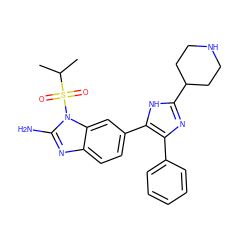 CC(C)S(=O)(=O)n1c(N)nc2ccc(-c3[nH]c(C4CCNCC4)nc3-c3ccccc3)cc21 ZINC000013641300