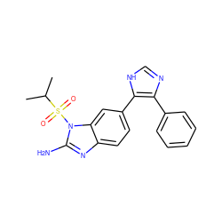 CC(C)S(=O)(=O)n1c(N)nc2ccc(-c3[nH]cnc3-c3ccccc3)cc21 ZINC000013641285