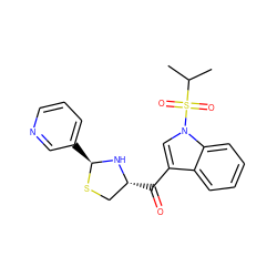 CC(C)S(=O)(=O)n1cc(C(=O)[C@@H]2CS[C@@H](c3cccnc3)N2)c2ccccc21 ZINC000013737475