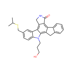 CC(C)SCc1ccc2c(c1)c1c3c(c4c(c1n2CCCO)Cc1ccccc1-4)C(=O)NC3 ZINC000013530115