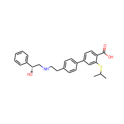 CC(C)Sc1cc(-c2ccc(CCNC[C@H](O)c3ccccc3)cc2)ccc1C(=O)O ZINC000029132796