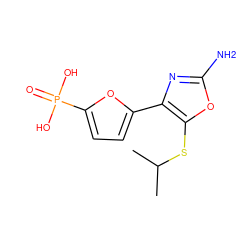 CC(C)Sc1oc(N)nc1-c1ccc(P(=O)(O)O)o1 ZINC000169321427