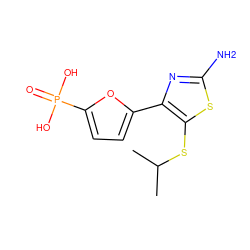 CC(C)Sc1sc(N)nc1-c1ccc(P(=O)(O)O)o1 ZINC000066111504