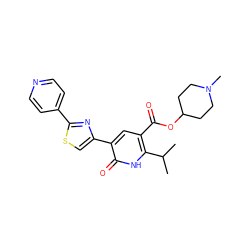 CC(C)c1[nH]c(=O)c(-c2csc(-c3ccncc3)n2)cc1C(=O)OC1CCN(C)CC1 ZINC000045245034