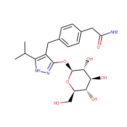 CC(C)c1[nH]nc(O[C@@H]2O[C@H](CO)[C@@H](O)[C@H](O)[C@H]2O)c1Cc1ccc(CC(N)=O)cc1 ZINC000095581122