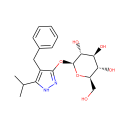 CC(C)c1[nH]nc(O[C@@H]2O[C@H](CO)[C@@H](O)[C@H](O)[C@H]2O)c1Cc1ccccc1 ZINC000095575550