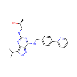 CC(C)c1[nH]nc2c(NCc3ccc(-c4ccccn4)cc3)nc(NC[C@H](C)O)nc12 ZINC000653721988