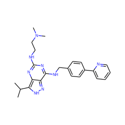 CC(C)c1[nH]nc2c(NCc3ccc(-c4ccccn4)cc3)nc(NCCN(C)C)nc12 ZINC000653720597