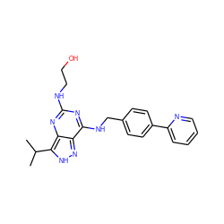 CC(C)c1[nH]nc2c(NCc3ccc(-c4ccccn4)cc3)nc(NCCO)nc12 ZINC000653722006