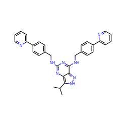 CC(C)c1[nH]nc2c(NCc3ccc(-c4ccccn4)cc3)nc(NCc3ccc(-c4ccccn4)cc3)nc12 ZINC000653730892