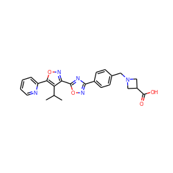 CC(C)c1c(-c2nc(-c3ccc(CN4CC(C(=O)O)C4)cc3)no2)noc1-c1ccccn1 ZINC000113764366