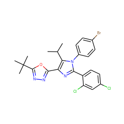 CC(C)c1c(-c2nnc(C(C)(C)C)o2)nc(-c2ccc(Cl)cc2Cl)n1-c1ccc(Br)cc1 ZINC000044431797