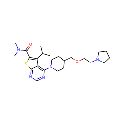 CC(C)c1c(C(=O)N(C)C)sc2ncnc(N3CCC(COCCN4CCCC4)CC3)c12 ZINC000146473706