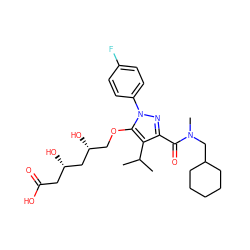 CC(C)c1c(C(=O)N(C)CC2CCCCC2)nn(-c2ccc(F)cc2)c1OC[C@@H](O)C[C@@H](O)CC(=O)O ZINC000014967966