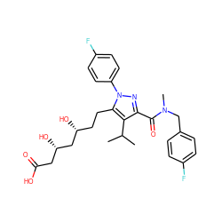 CC(C)c1c(C(=O)N(C)Cc2ccc(F)cc2)nn(-c2ccc(F)cc2)c1CC[C@@H](O)C[C@@H](O)CC(=O)O ZINC000014974365