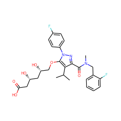 CC(C)c1c(C(=O)N(C)Cc2ccccc2F)nn(-c2ccc(F)cc2)c1OC[C@@H](O)C[C@@H](O)CC(=O)O ZINC000014967938