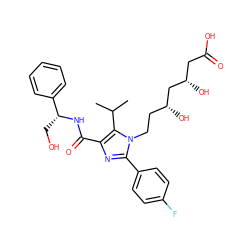 CC(C)c1c(C(=O)N[C@H](CO)c2ccccc2)nc(-c2ccc(F)cc2)n1CC[C@@H](O)C[C@@H](O)CC(=O)O ZINC000024973317