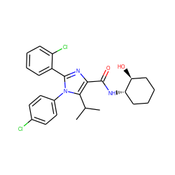 CC(C)c1c(C(=O)N[C@H]2CCCC[C@@H]2O)nc(-c2ccccc2Cl)n1-c1ccc(Cl)cc1 ZINC000028702535