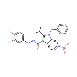 CC(C)c1c(C(=O)NCc2ccc(F)c(F)c2)c2ccc([N+](=O)[O-])cc2n1Cc1ccccc1 ZINC000096172137