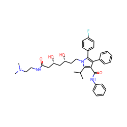 CC(C)c1c(C(=O)Nc2ccccc2)c(-c2ccccc2)c(-c2ccc(F)cc2)n1CC[C@@H](O)C[C@@H](O)CC(=O)NCCN(C)C ZINC000169353305