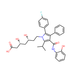 CC(C)c1c(C(=O)Nc2ccccc2O)c(-c2ccccc2)c(-c2ccc(F)cc2)n1CC[C@@H](O)C[C@@H](O)CC(=O)O ZINC000003932194