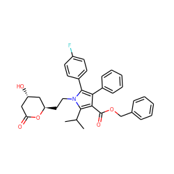 CC(C)c1c(C(=O)OCc2ccccc2)c(-c2ccccc2)c(-c2ccc(F)cc2)n1CC[C@@H]1C[C@@H](O)CC(=O)O1 ZINC000027193497