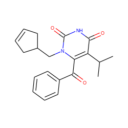 CC(C)c1c(C(=O)c2ccccc2)n(CC2CC=CC2)c(=O)[nH]c1=O ZINC000043020808