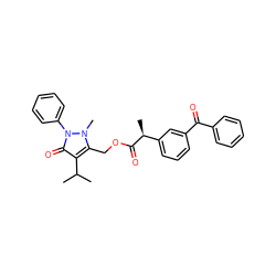 CC(C)c1c(COC(=O)[C@@H](C)c2cccc(C(=O)c3ccccc3)c2)n(C)n(-c2ccccc2)c1=O ZINC000299832944