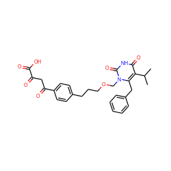 CC(C)c1c(Cc2ccccc2)n(COCCCc2ccc(C(=O)CC(=O)C(=O)O)cc2)c(=O)[nH]c1=O ZINC000100794849