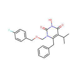 CC(C)c1c(Cc2ccccc2)n(COCc2ccc(F)cc2)c(=O)n(O)c1=O ZINC000066103410