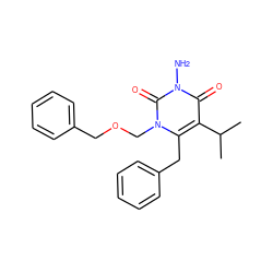 CC(C)c1c(Cc2ccccc2)n(COCc2ccccc2)c(=O)n(N)c1=O ZINC000066103415