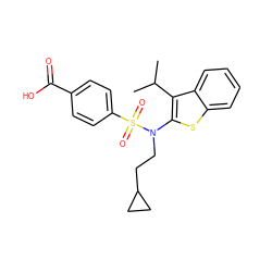 CC(C)c1c(N(CCC2CC2)S(=O)(=O)c2ccc(C(=O)O)cc2)sc2ccccc12 ZINC000115229066