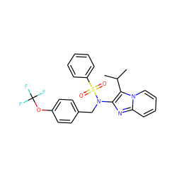 CC(C)c1c(N(Cc2ccc(OC(F)(F)F)cc2)S(=O)(=O)c2ccccc2)nc2ccccn12 ZINC000167645736