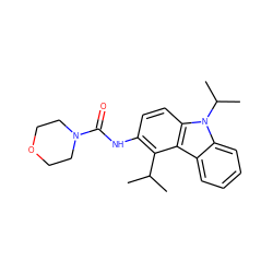 CC(C)c1c(NC(=O)N2CCOCC2)ccc2c1c1ccccc1n2C(C)C ZINC000027109025