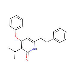 CC(C)c1c(Oc2ccccc2)cc(CCc2ccccc2)[nH]c1=O ZINC000299819286