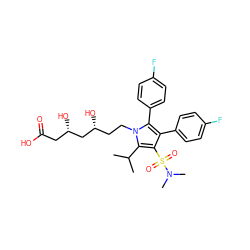 CC(C)c1c(S(=O)(=O)N(C)C)c(-c2ccc(F)cc2)c(-c2ccc(F)cc2)n1CC[C@@H](O)C[C@@H](O)CC(=O)O ZINC000029037729