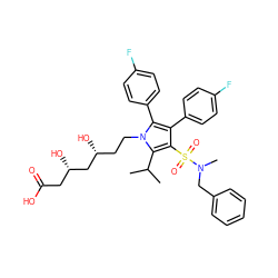 CC(C)c1c(S(=O)(=O)N(C)Cc2ccccc2)c(-c2ccc(F)cc2)c(-c2ccc(F)cc2)n1CC[C@@H](O)C[C@@H](O)CC(=O)O ZINC000029037739