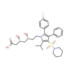 CC(C)c1c(S(=O)(=O)N2CCCCC2)c(-c2ccccc2)c(-c2ccc(F)cc2)n1CC[C@@H](O)C[C@@H](O)CC(=O)O ZINC000029037709