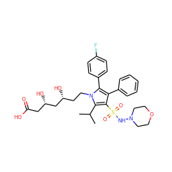 CC(C)c1c(S(=O)(=O)NN2CCOCC2)c(-c2ccccc2)c(-c2ccc(F)cc2)n1CC[C@@H](O)C[C@@H](O)CC(=O)O ZINC000044307967