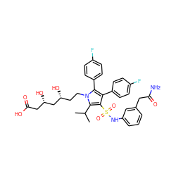 CC(C)c1c(S(=O)(=O)Nc2cccc(CC(N)=O)c2)c(-c2ccc(F)cc2)c(-c2ccc(F)cc2)n1CC[C@@H](O)C[C@@H](O)CC(=O)O ZINC000029037716